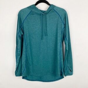 NRS H2Core Silkweight Hoodie Mens Large Teal UPF 50+ Sun Shirt Thumbholes